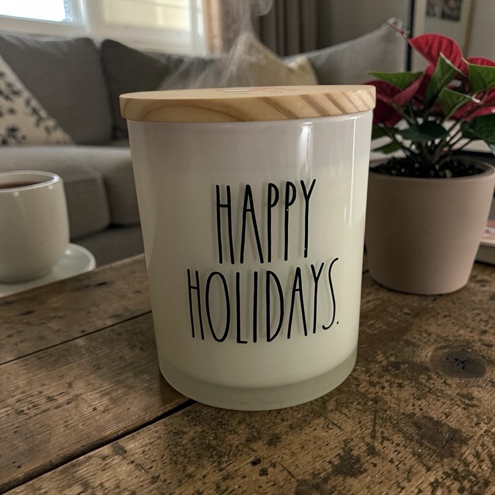 Rae Dunn Happy Holidays Cinnamon Sticks Scented Candle with Wood Lid - 10.5oz